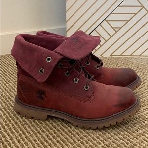 Fold Down Burgundy Timberland Boots
